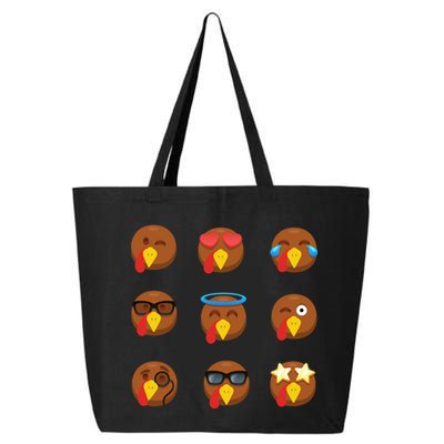 Turkey Emoji's Funny Thanksgiving  25L Jumbo Tote
