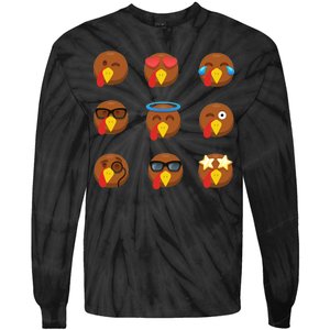 Turkey Emoji's Funny Thanksgiving  Tie-Dye Long Sleeve Shirt