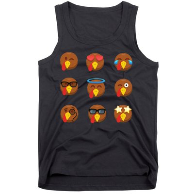 Turkey Emoji's Funny Thanksgiving  Tank Top