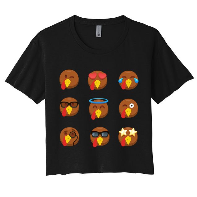 Turkey Emoji's Funny Thanksgiving  Crop Top