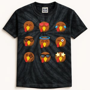 Turkey Emoji's Funny Thanksgiving  Kids Tie-Dye T-Shirt