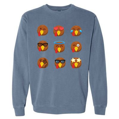 Turkey Emoji's Funny Thanksgiving  Garment-Dyed Sweatshirt