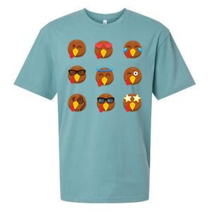 Turkey Emoji's Funny Thanksgiving  Sueded Cloud Jersey T-Shirt