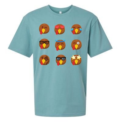 Turkey Emoji's Funny Thanksgiving  Sueded Cloud Jersey T-Shirt