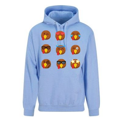 Turkey Emoji's Funny Thanksgiving  Unisex Surf Hoodie