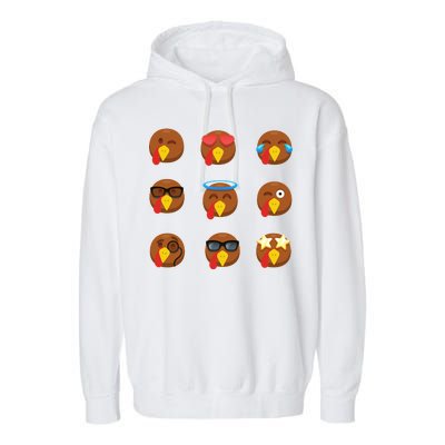 Turkey Emoji's Funny Thanksgiving  Garment-Dyed Fleece Hoodie