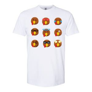 Turkey Emoji's Funny Thanksgiving  Softstyle CVC T-Shirt