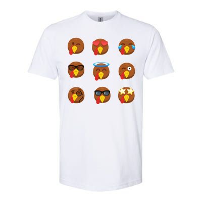 Turkey Emoji's Funny Thanksgiving  Softstyle® CVC T-Shirt