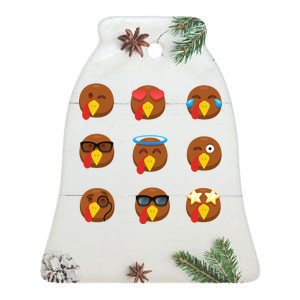 Turkey Emoji's Funny Thanksgiving  Ceramic Bell Ornament