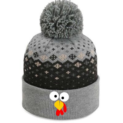 Turkey Face Funny Thanksgiving Day The Baniff Cuffed Pom Beanie