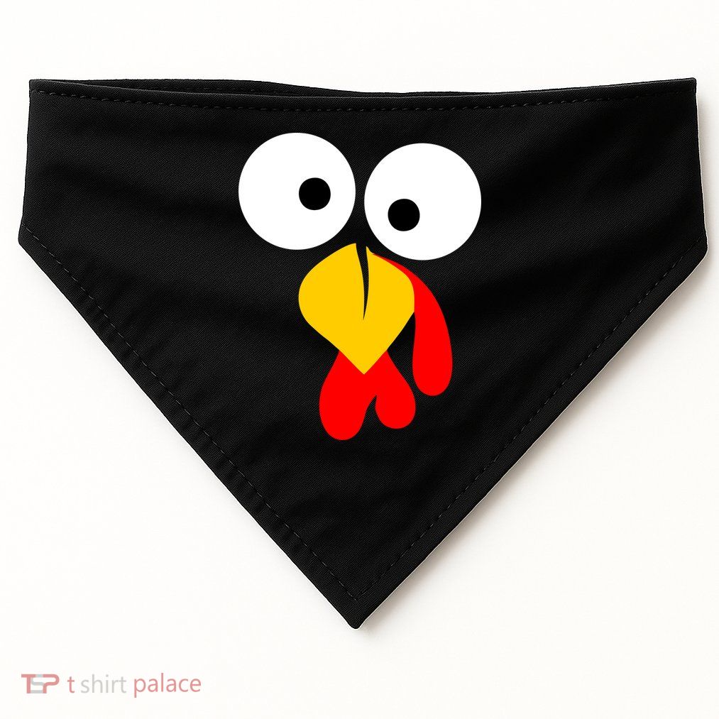 Turkey Face Funny Thanksgiving Day USA-Made Doggie Bandana