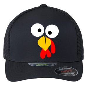 Turkey Face Funny Thanksgiving Day Flexfit Unipanel Trucker Cap