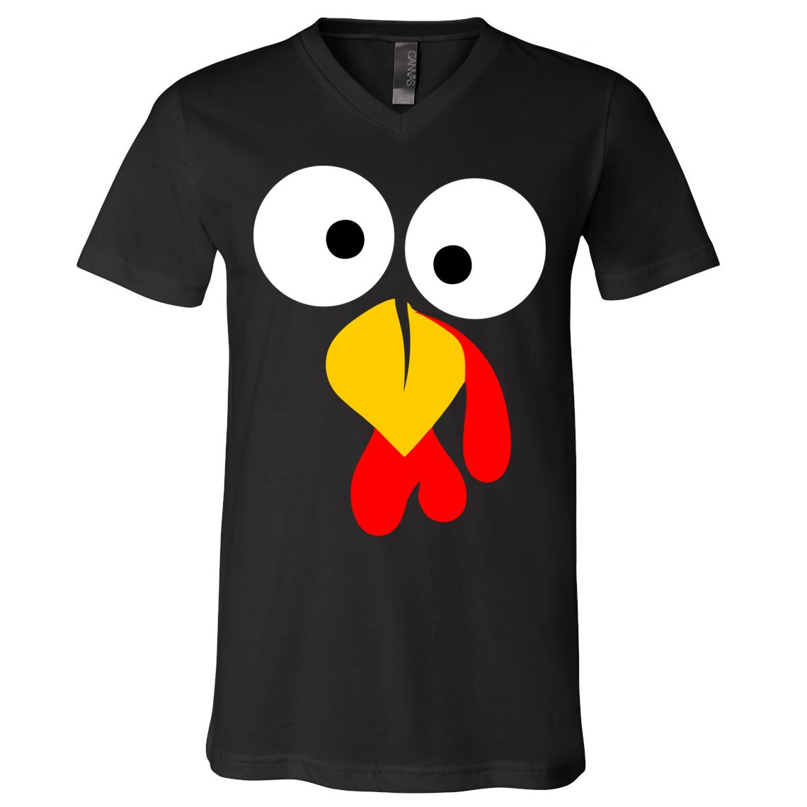 Turkey Face Funny Thanksgiving Day V-Neck T-Shirt