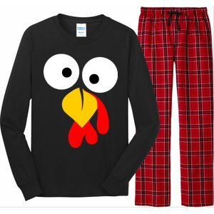 Turkey Face Funny Thanksgiving Day Long Sleeve Pajama Set