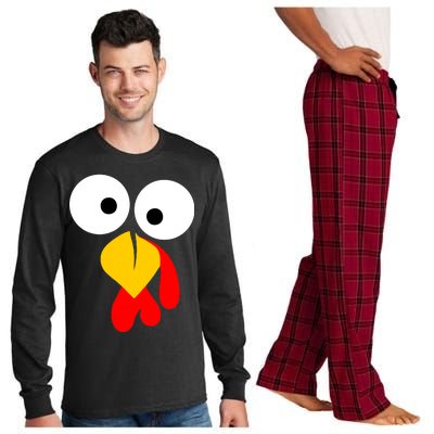 Turkey Face Funny Thanksgiving Day Long Sleeve Pajama Set