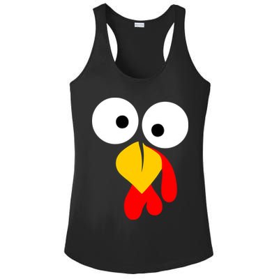 Turkey Face Funny Thanksgiving Day Ladies PosiCharge Competitor Racerback Tank