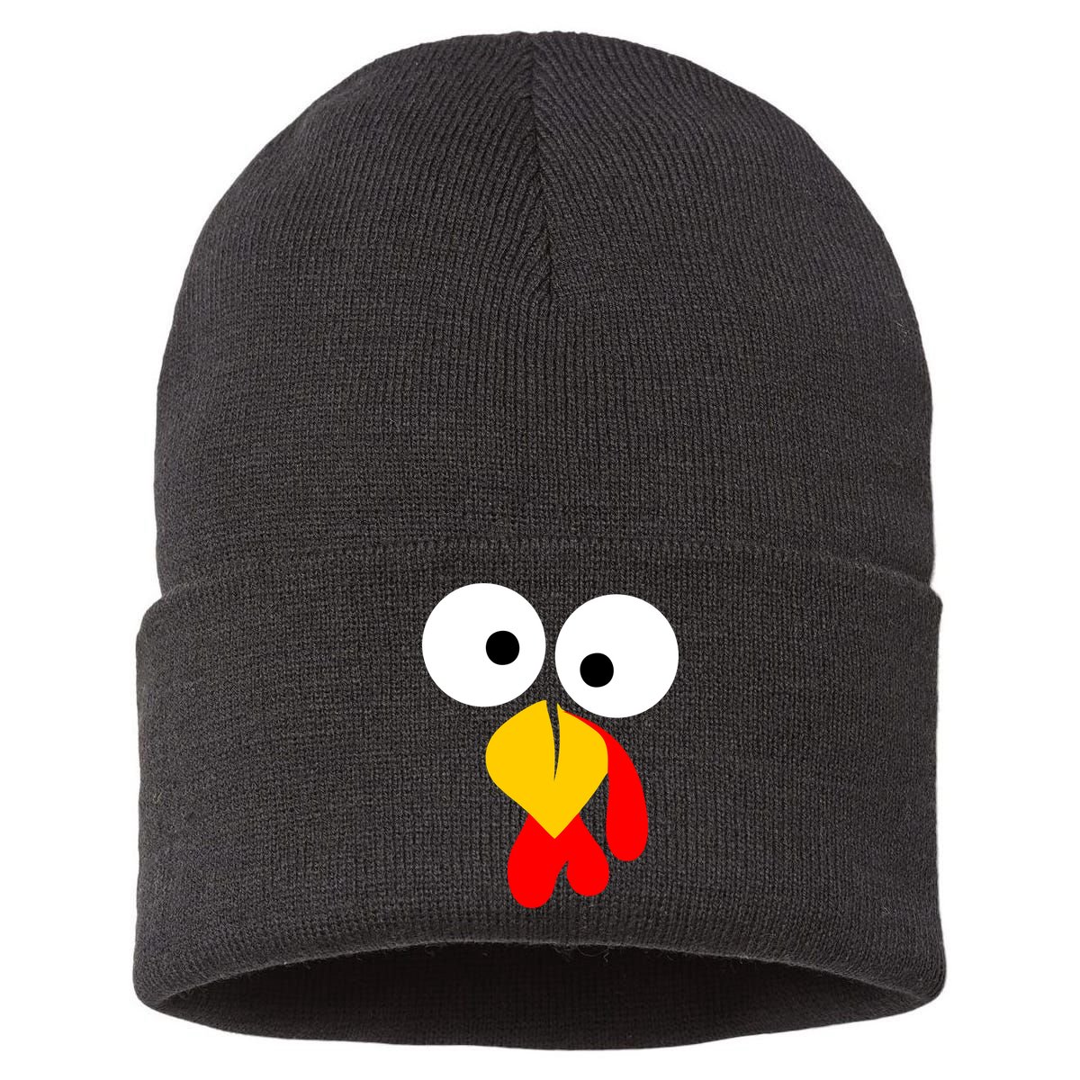 Turkey Face Funny Thanksgiving Day Sustainable Knit Beanie