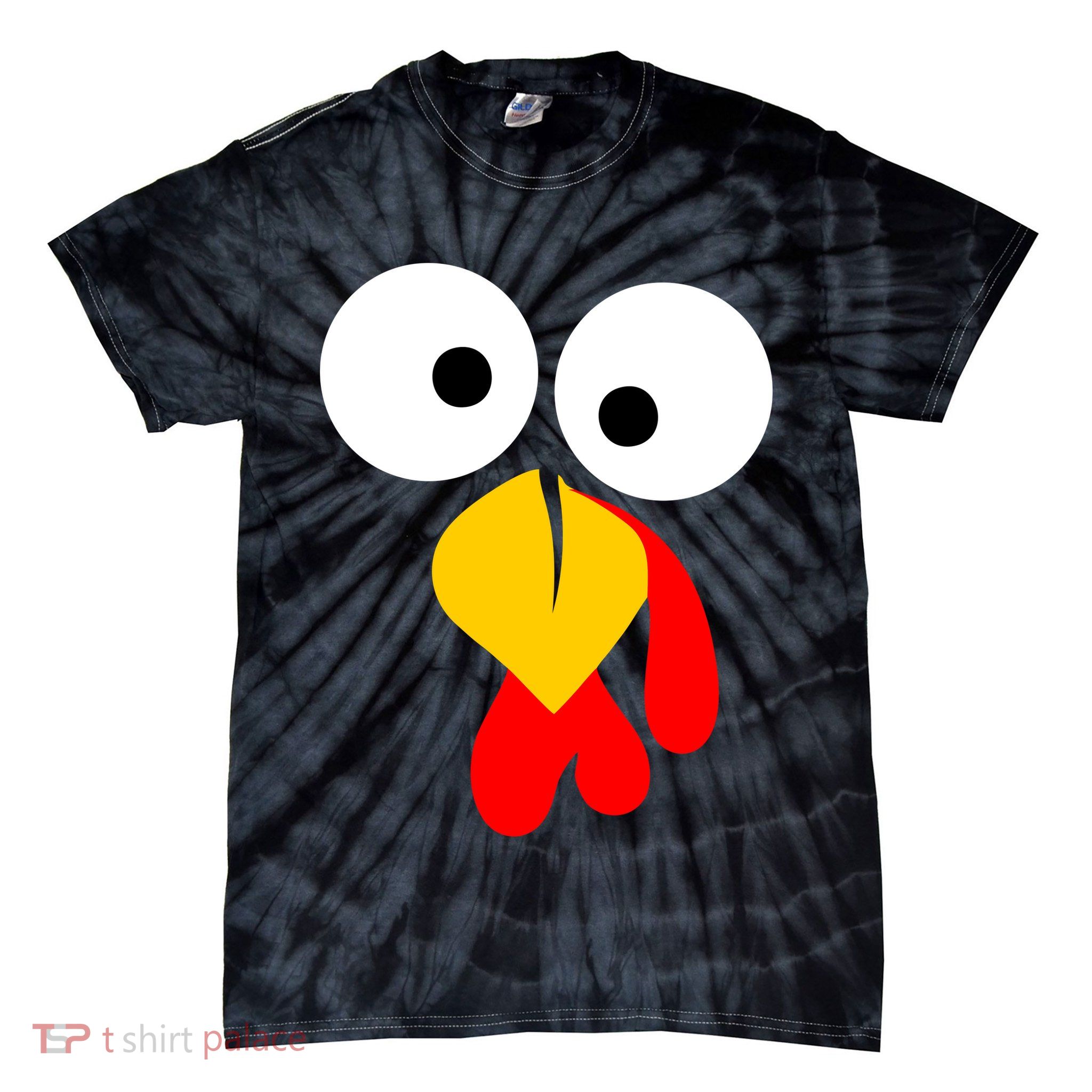 Turkey Face Funny Thanksgiving Day Tie-Dye T-Shirt