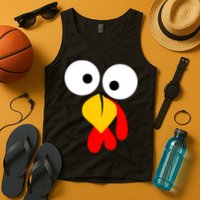 Turkey Face Funny Thanksgiving Day Tank Top