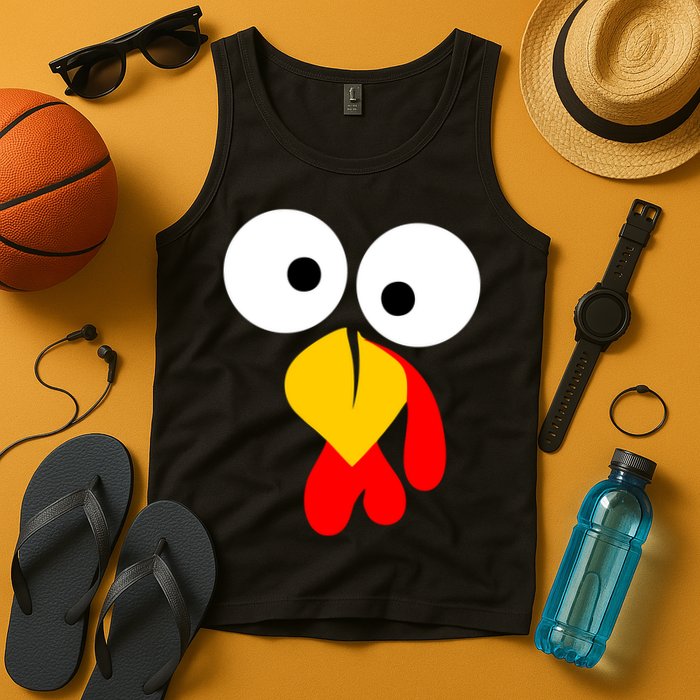 Turkey Face Funny Thanksgiving Day Tank Top