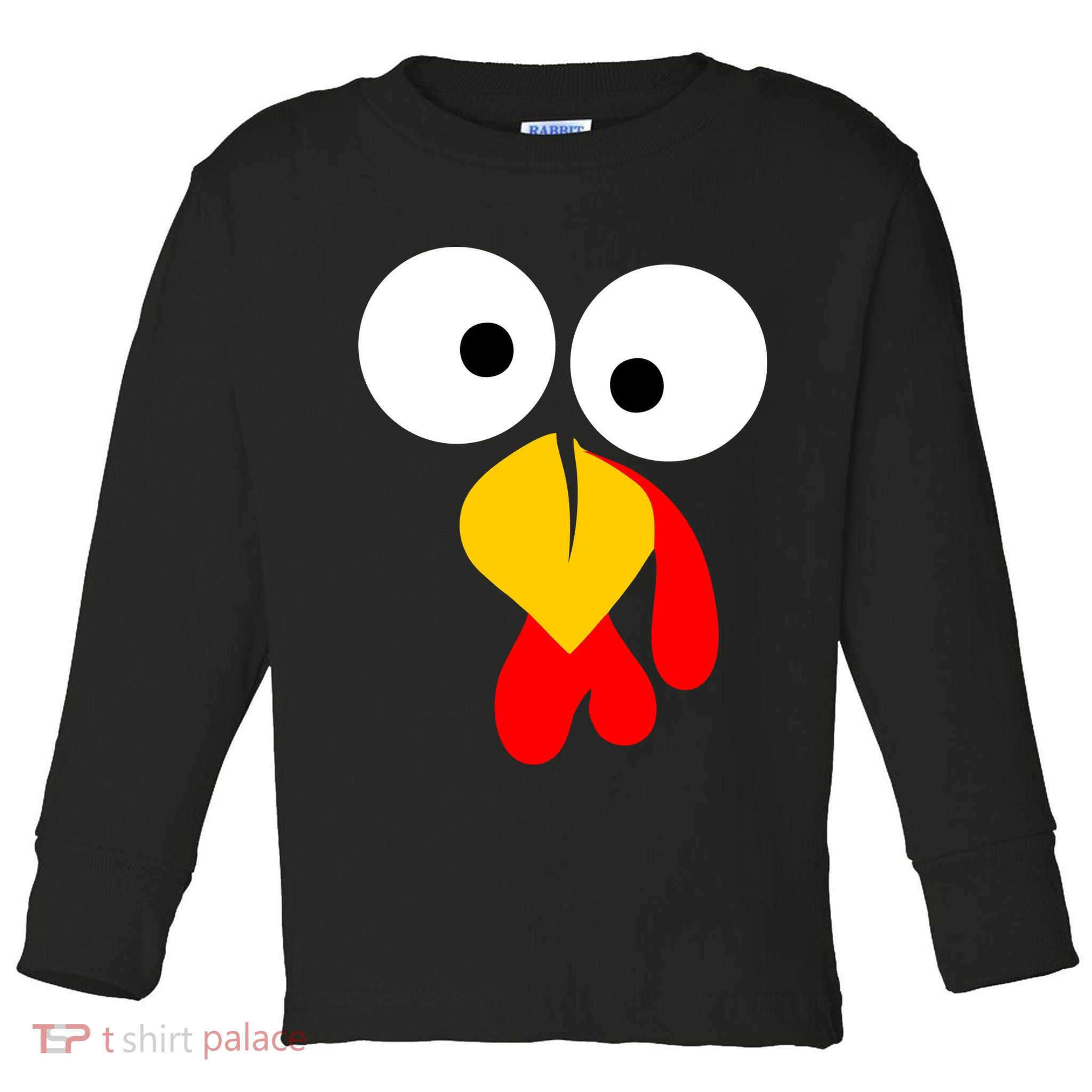 Turkey Face Funny Thanksgiving Day Toddler Long Sleeve Shirt