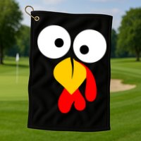 Turkey Face Funny Thanksgiving Day Golf Towel