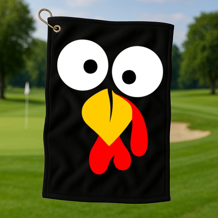 Turkey Face Funny Thanksgiving Day Golf Towel