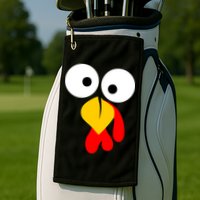 Turkey Face Funny Thanksgiving Day Golf Towel
