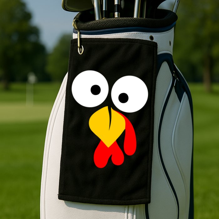 Turkey Face Funny Thanksgiving Day Golf Towel