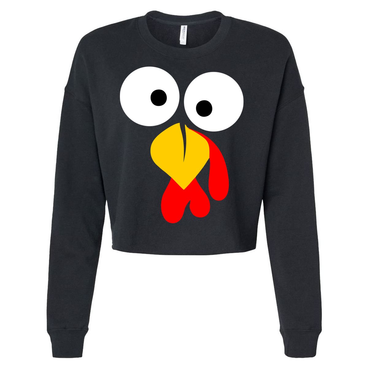 Turkey Face Funny Thanksgiving Day Cropped Pullover Crew