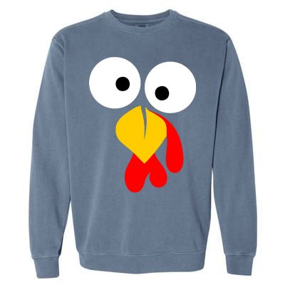 Turkey Face Funny Thanksgiving Day Garment-Dyed Sweatshirt