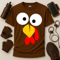 Turkey Face Funny Thanksgiving Day Cooling Performance Crew T-Shirt