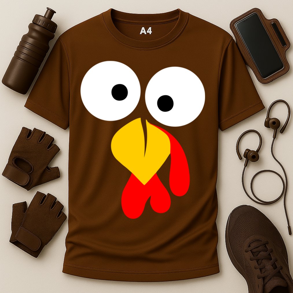 Turkey Face Funny Thanksgiving Day Cooling Performance Crew T-Shirt