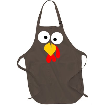 Turkey Face Funny Thanksgiving Day Full-Length Apron With Pockets