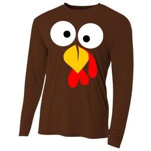 Turkey Face Funny Thanksgiving Day Cooling Performance Long Sleeve Crew