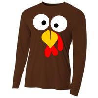 Turkey Face Funny Thanksgiving Day Cooling Performance Long Sleeve Crew