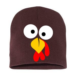 Turkey Face Funny Thanksgiving Day Short Acrylic Beanie