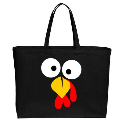 Turkey Face Funny Thanksgiving Day Cotton Canvas Jumbo Tote