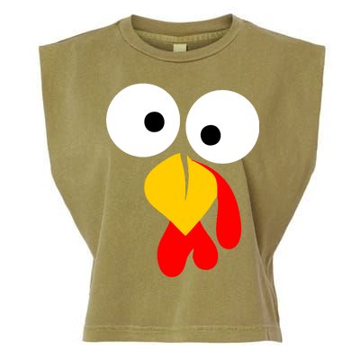 Turkey Face Funny Thanksgiving Day Garment-Dyed Women's Muscle Tee