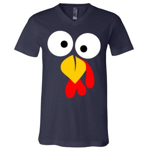 Turkey Face Funny Thanksgiving Day V-Neck T-Shirt