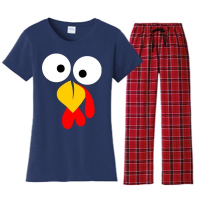 Turkey Face Funny Thanksgiving Day Women's Flannel Pajama Set