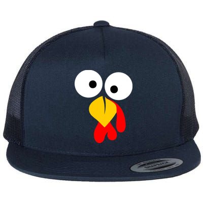 Turkey Face Funny Thanksgiving Day Flat Bill Trucker Hat