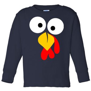 Turkey Face Funny Thanksgiving Day Toddler Long Sleeve Shirt