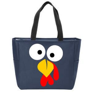 Turkey Face Funny Thanksgiving Day Zip Tote Bag