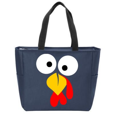 Turkey Face Funny Thanksgiving Day Zip Tote Bag