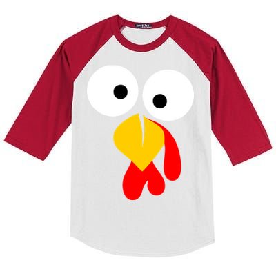 Turkey Face Funny Thanksgiving Day Kids Colorblock Raglan Jersey