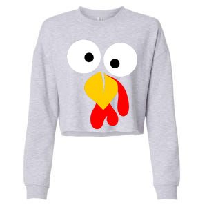 Turkey Face Funny Thanksgiving Day Cropped Pullover Crew