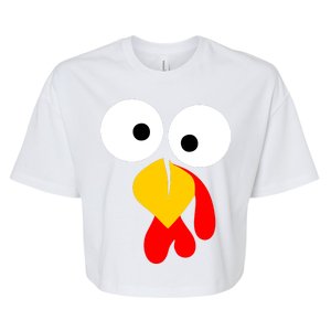 Turkey Face Funny Thanksgiving Day Bella+Canvas Jersey Crop Tee