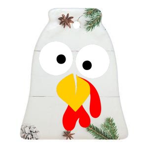 Turkey Face Funny Thanksgiving Day Ceramic Bell Ornament