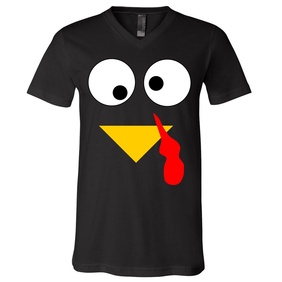 Turkey Face Gobble Thanksgiving V-Neck T-Shirt